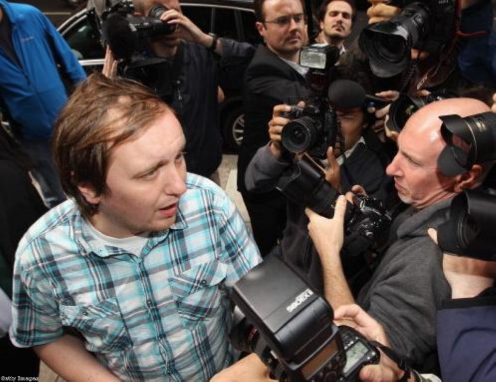 'Jonnie Marbles' arrives at Westminster Magistrates Court. Photo: Getty Images