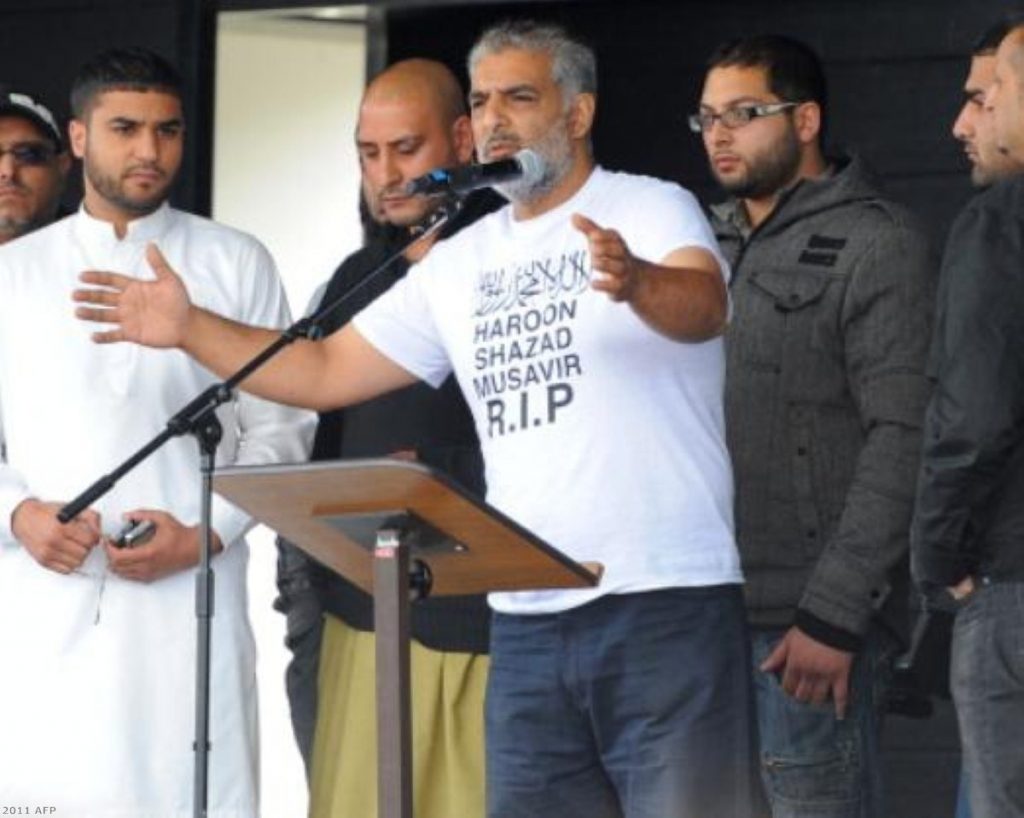 Tarmiq Jahan addresses the peace rally in Birmingham