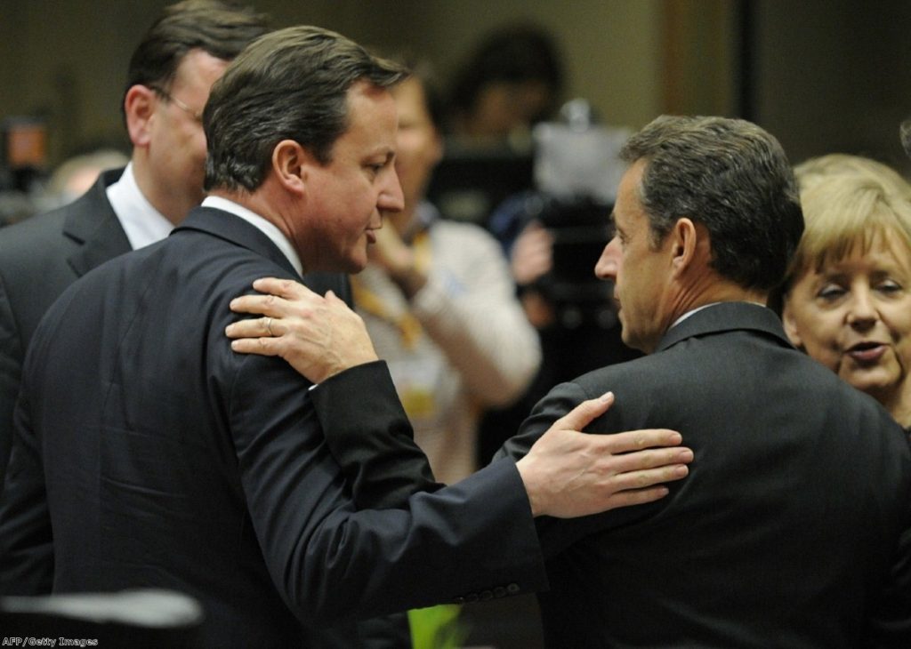 With friends like these: Cameron, Sarkozy and Merkel are now politically distant.