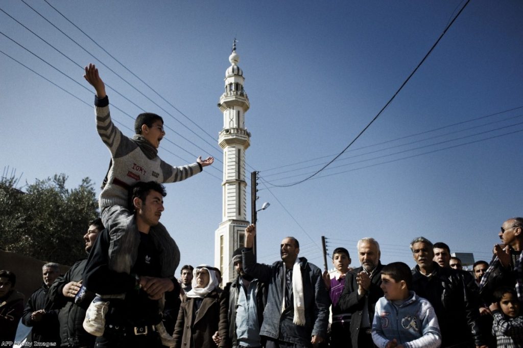 Anti-Assad regime protesters in Syria, February 2012.