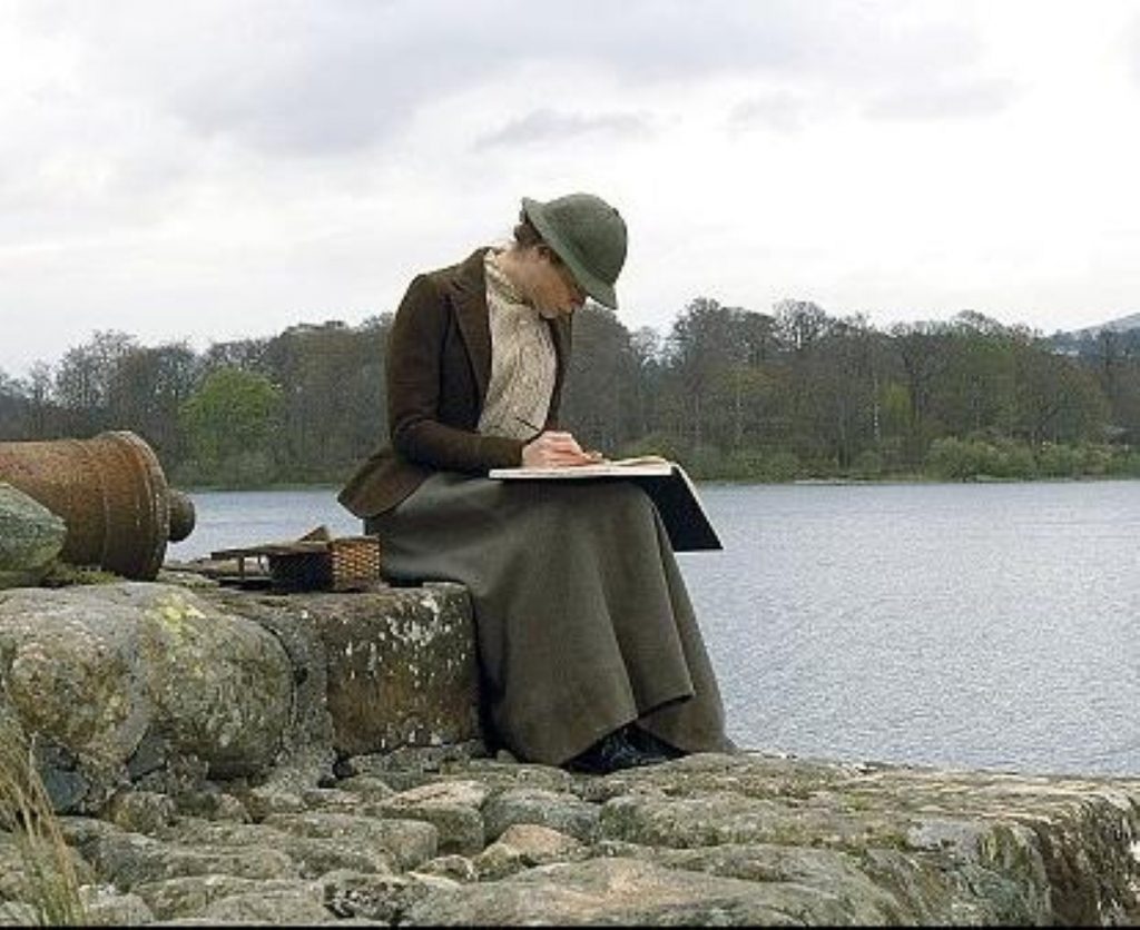 Renee Zellweger as Beatrix Potter, devising her new rather improbable character 