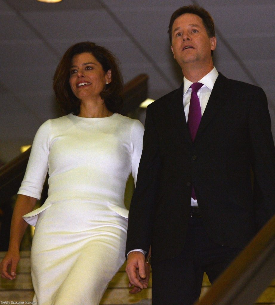 Nick Clegg and his wife Miraim Gonzalez Durantez arrive for the leader speech to the Liberal Democrat conference 