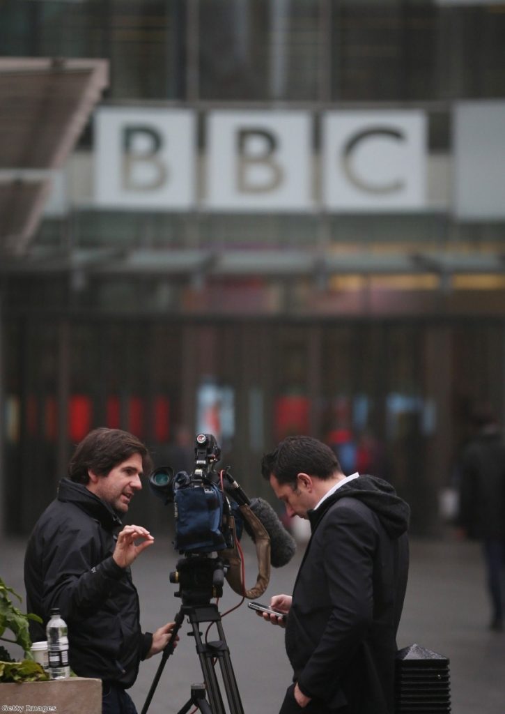 Cameras outside the BBC as the Savile row continues