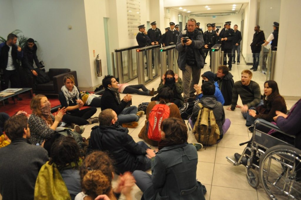 Protestors in the G4S building last night