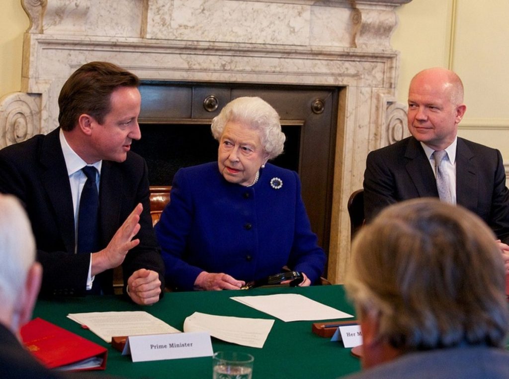 The Queen sat in David Cameron