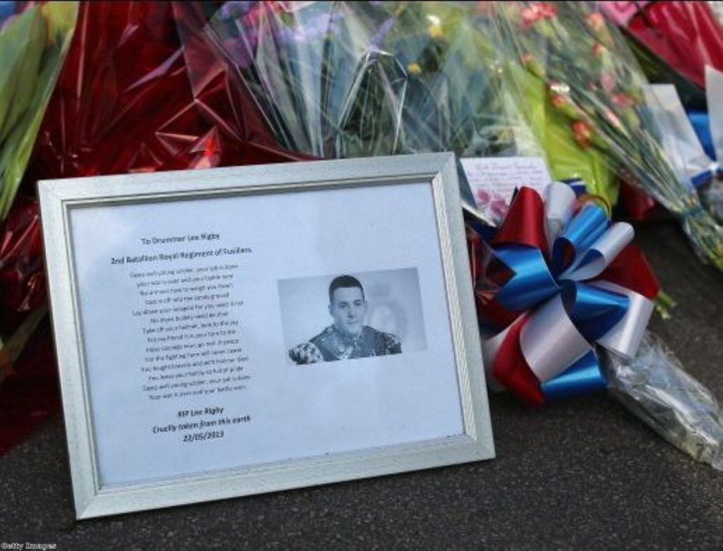 Members of the EDL gathered outside a pub in Woolwich after the murder