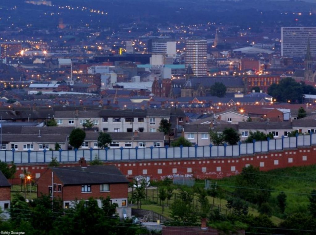 The 'Peace Wall' divides Republican and Loyalist neighborhoods in West Belfast