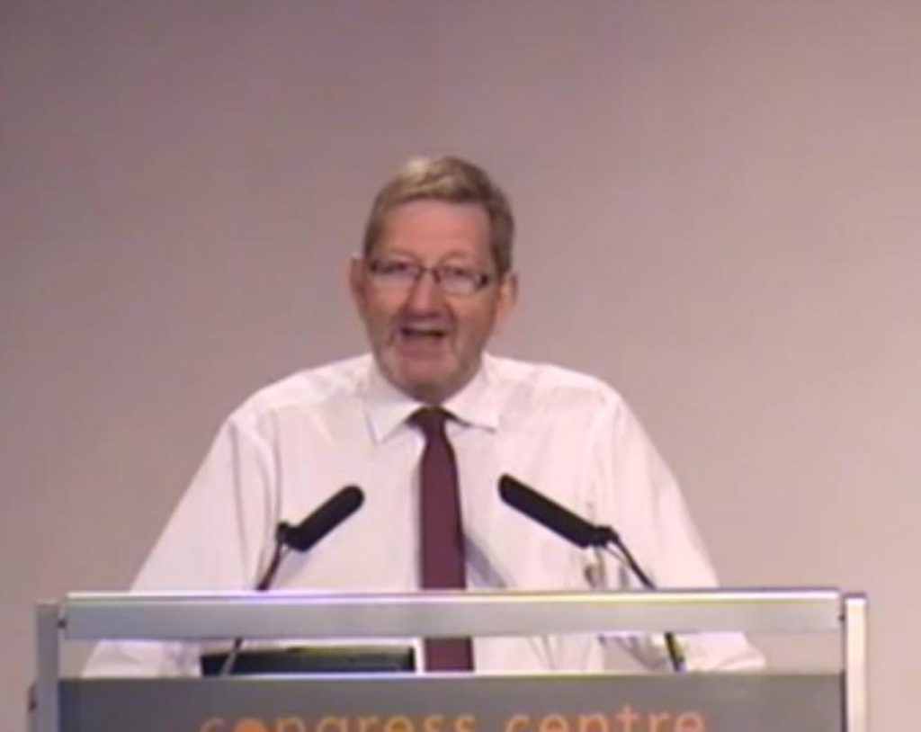 Len McCluskey told a meeting of Unite representatives and activists he would not support a "pinkish" Labour