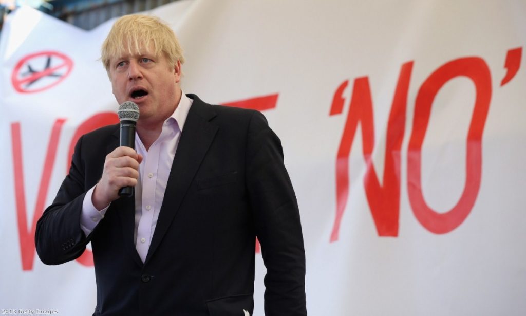 Boris Johnson addresses a rally against Heathrow