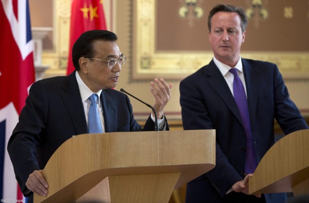 Li Keqiang attend a joint press conference with David Cameron at the Foreign Office yesterday