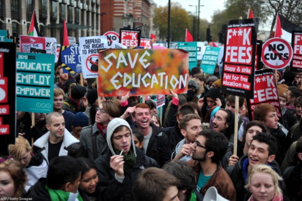 Students protesting against higher fees