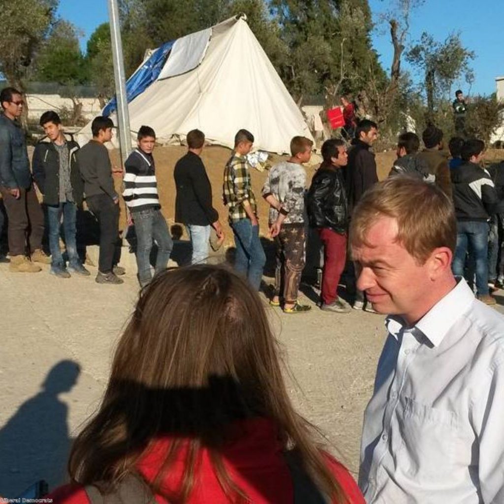 Tim Farron visiting the island of Lesvos last week