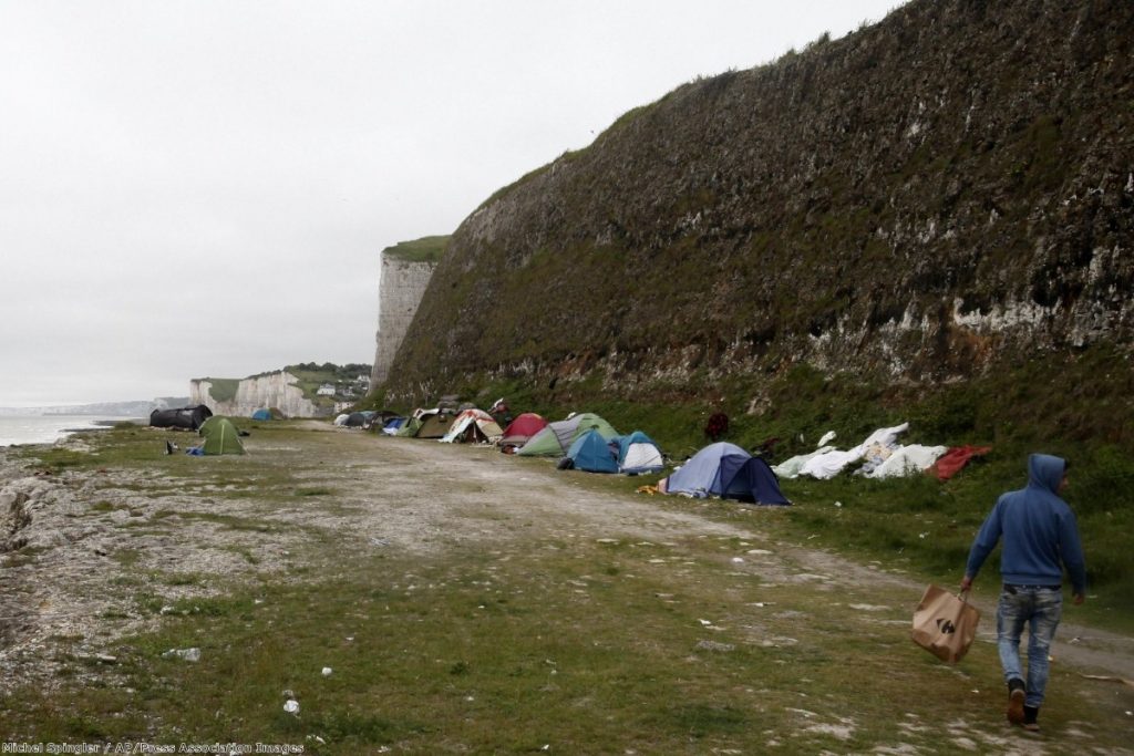 Albanian migrants set up camp in northern France, hoping to cross the English channel into the UK 