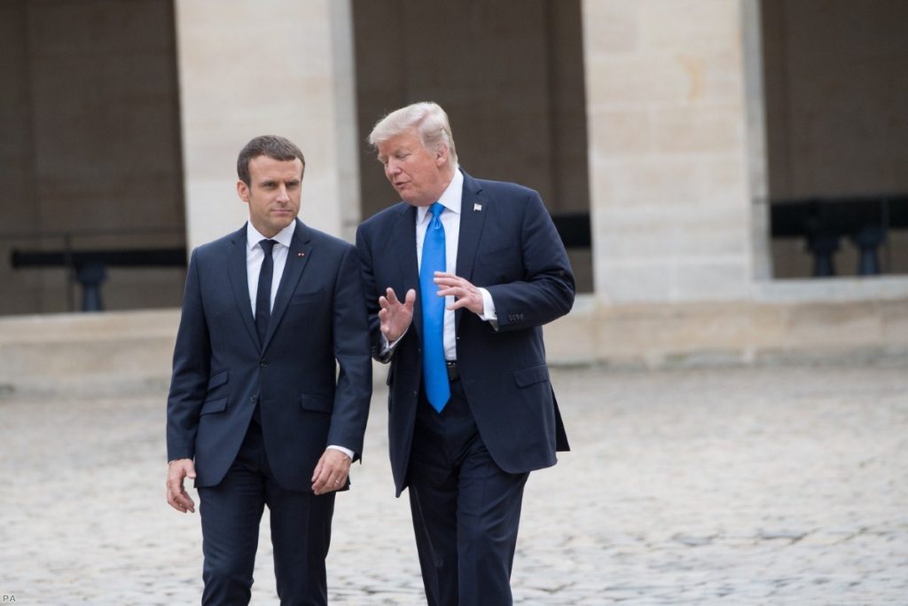 Macron meets Trump during a recent to France visit. Copyright: PA