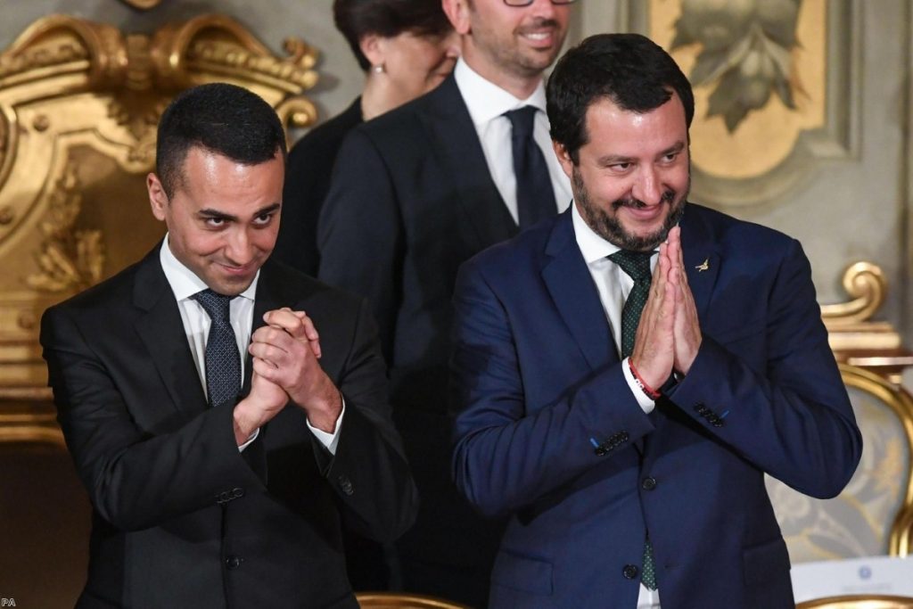 Matteo Salvini and Luigi Di Maio during the swearing-in ceremony for Italy