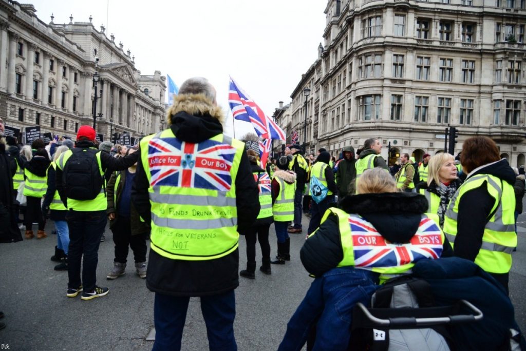 Pro-Brexit Yellow Jacket protesters block roads in Westminster over the weekend 