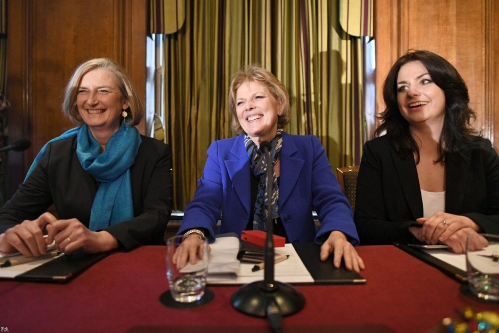 Anna Soubry, Heidi Allen and Sarah Wollaston announce their departure at a pres conference today. 