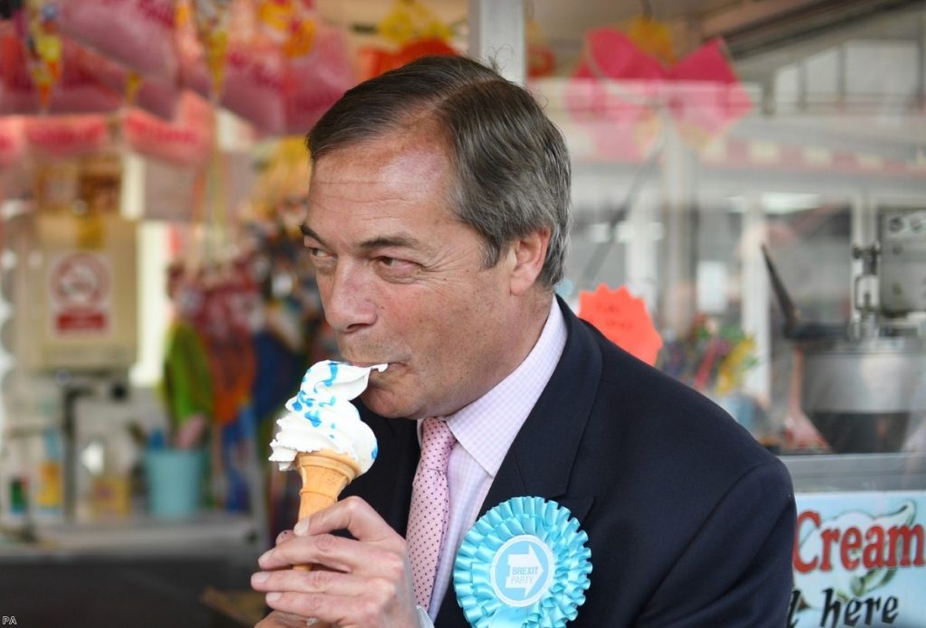 Farage campaigns for the Brexit party during the European parliamentary elections 