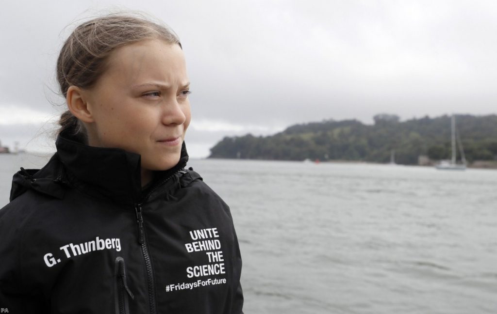 Greta Thunberg before she began her voyage to the US on the Malizia II. 