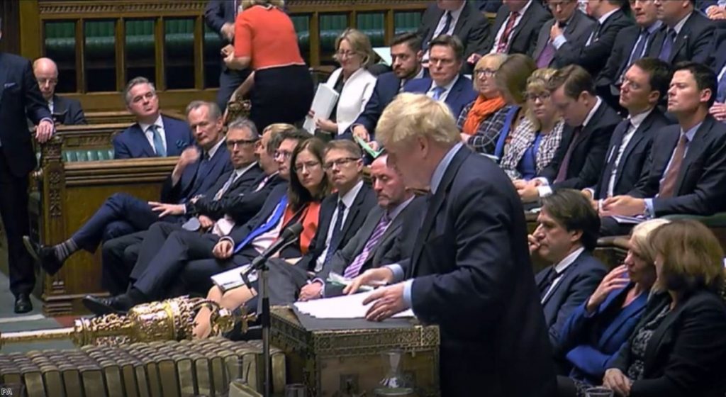 Johnson in the Commons today, as MPs debated the bill 