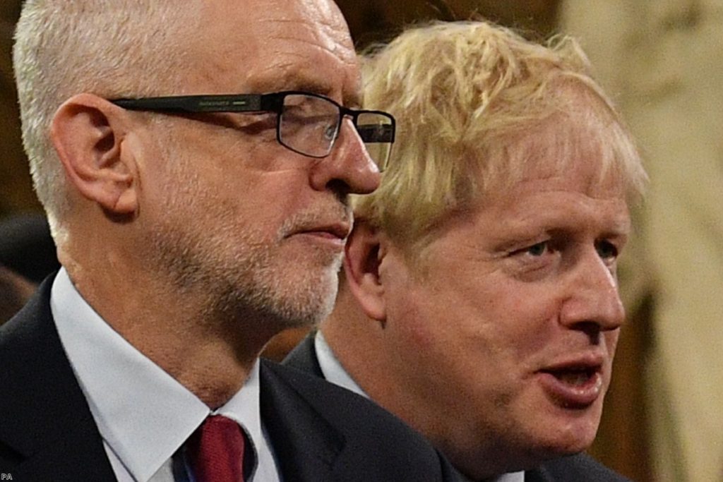 Corbyn and Johnson during the state opening of parliament. Many voters are turned off by both leaders. 