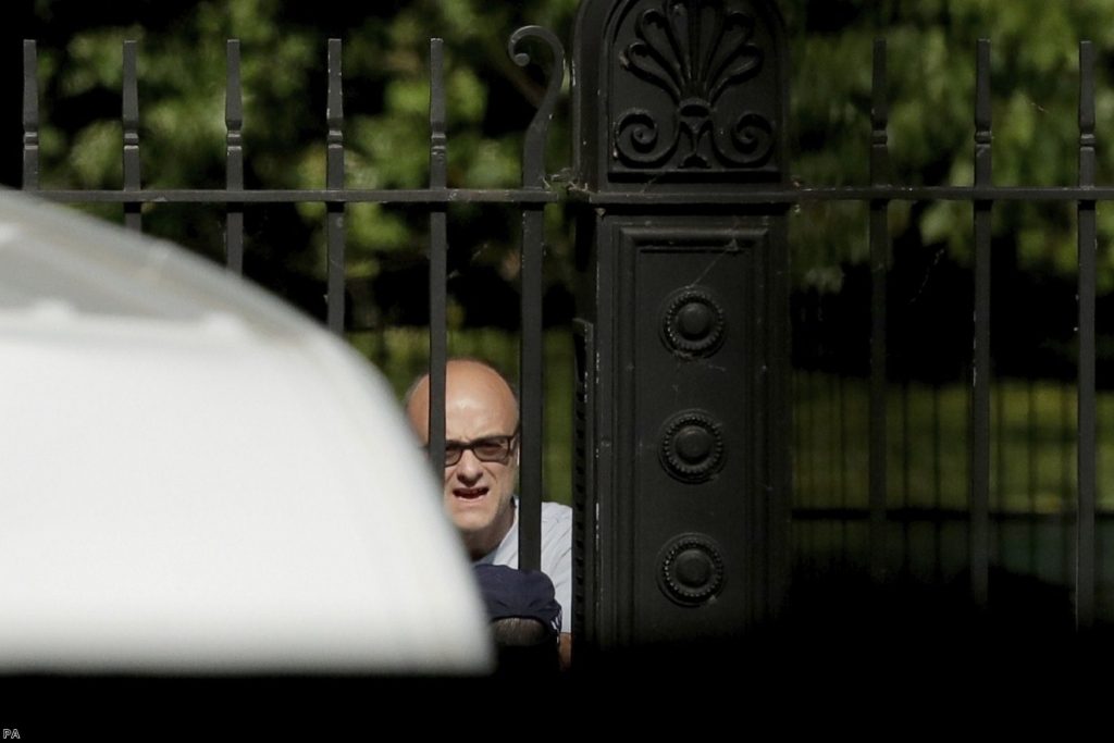 Cummings arrives at Downing Street on Wednesday, during an intense week of media coverage.  