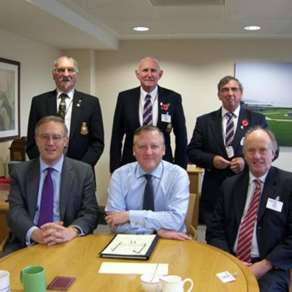 John Baron with Douglas Hern, John Lowe and  Jeff Liddiatt of the BNTVA, veterans minister Kevin Jones and Ian Gibson MP 