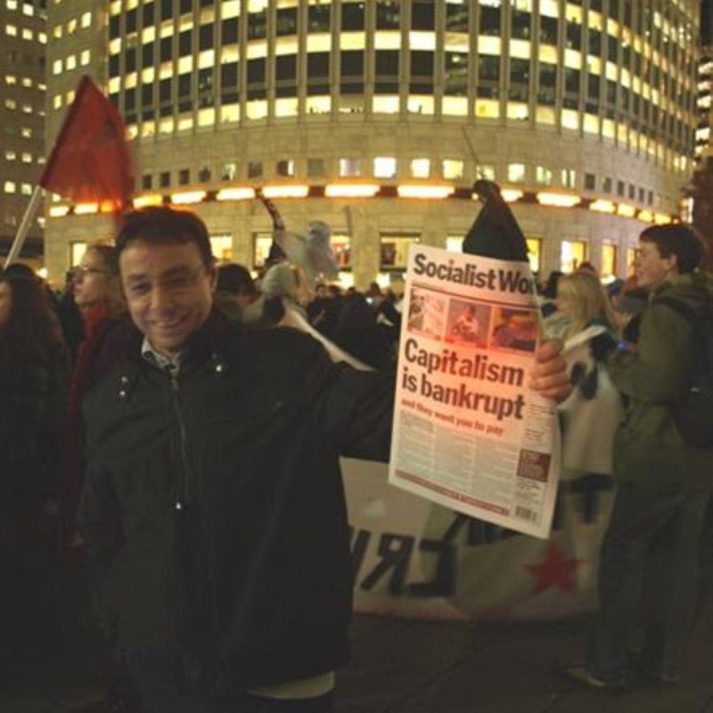 Socialist Workers party activists during a protest in London last year