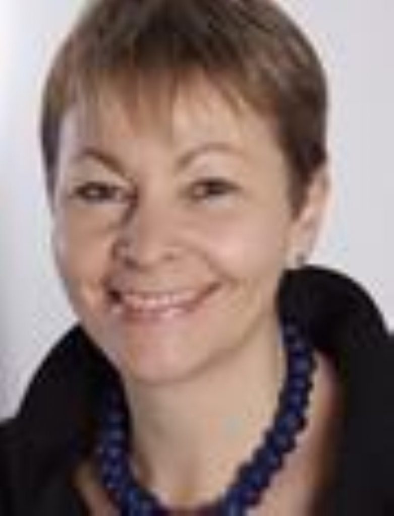 Caroline Lucas delivers speech at conference