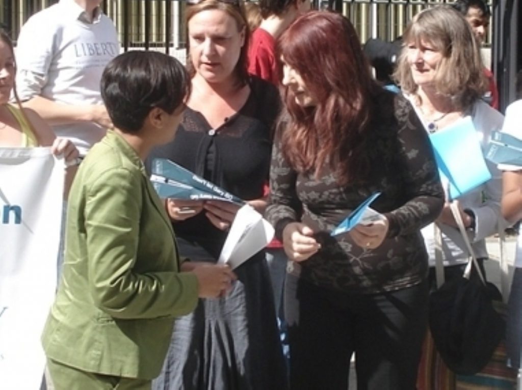 Janis Sharp, Gary McKinnon's mother on right with Shami Chakrabarti, director of Liberty