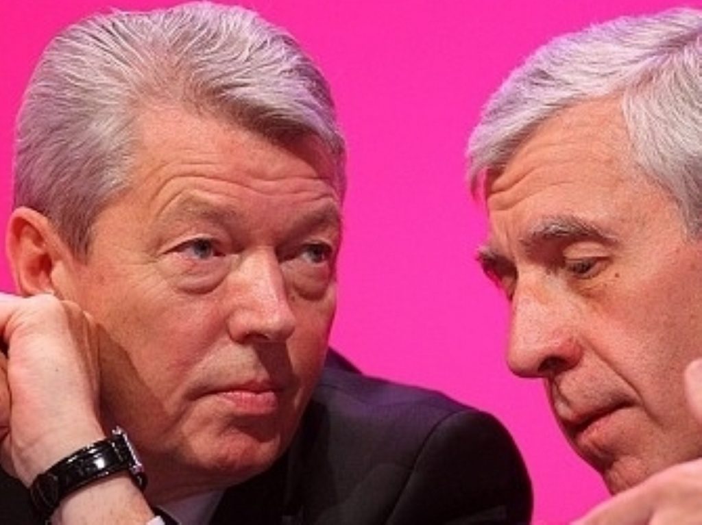 Alan Johnson talks with Jack Straw.Both men defended Labour