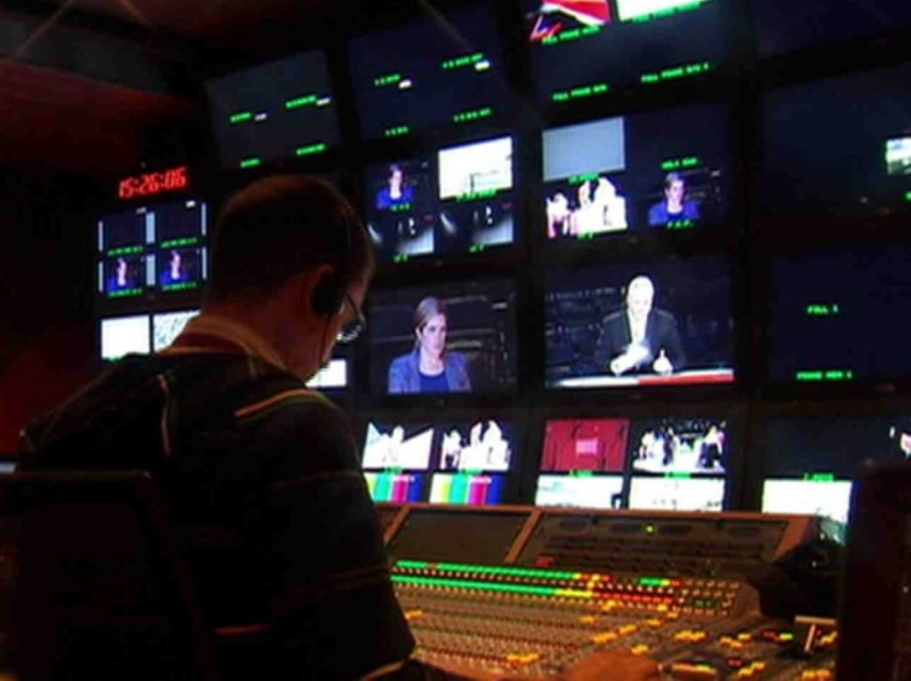 Production team at Sky News prepares for tonight