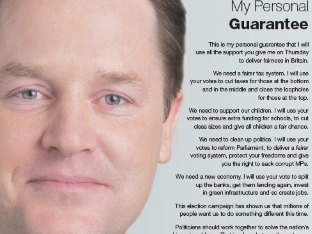 Nostalgia? A Lib Dem campaign leaflet when Clegg was still riding high.