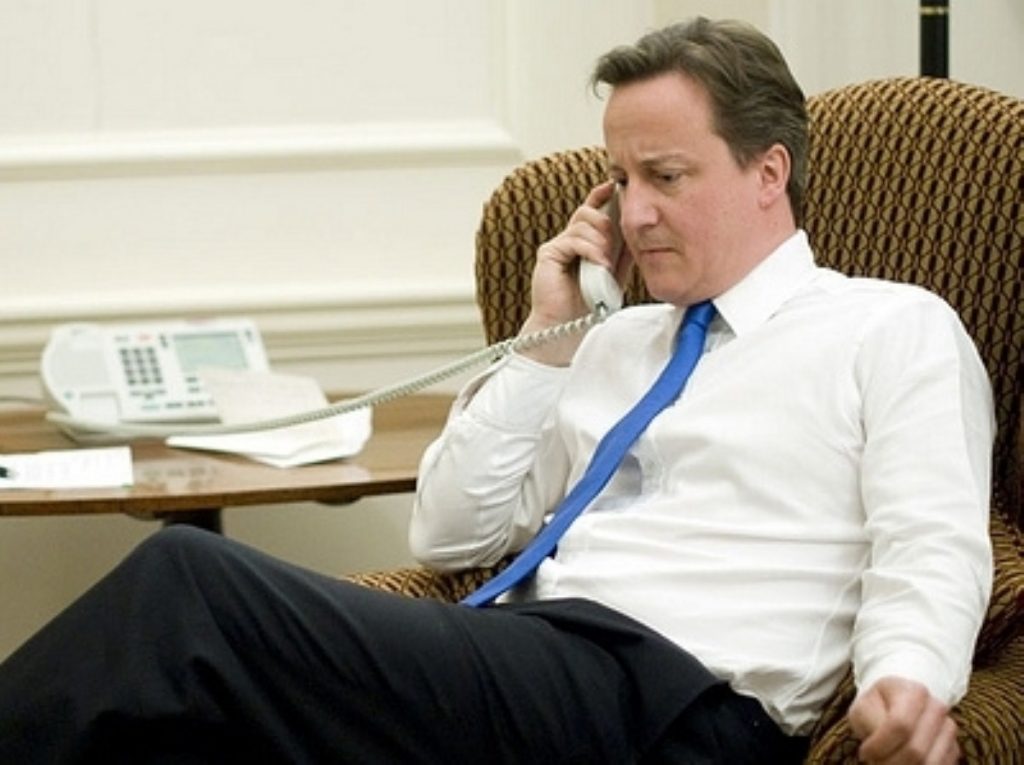 Cameron takes a call from Obama not long after becoming prime minister. According to reports, he is now less attentive. 