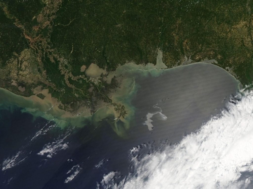 A Nasa shot of the oil spill