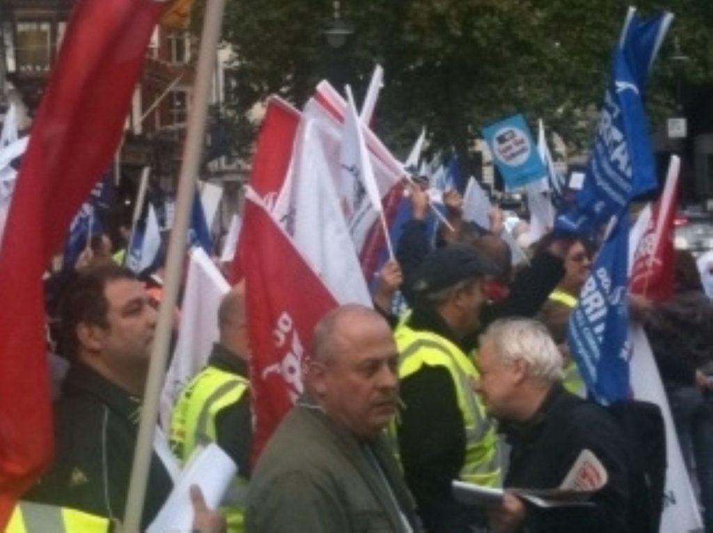 Demonstrators during yesterday's protest in London