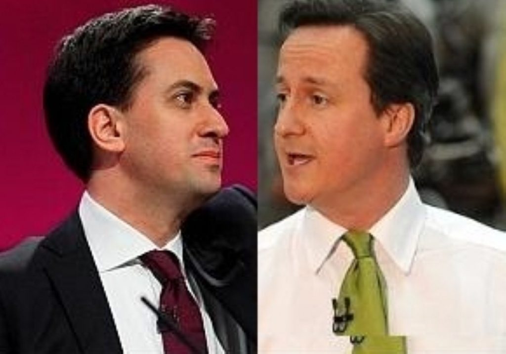 Mirror image: Cameron is meeting with Miliband's funders as the Labour leader argues with Unite