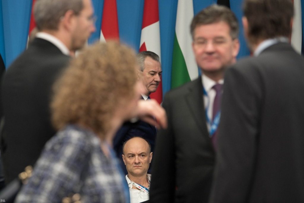 Dominic Cummings sits during the annual Nato heads of government summit last year. His tribal approach to politics is causing extensive damage to No.10.