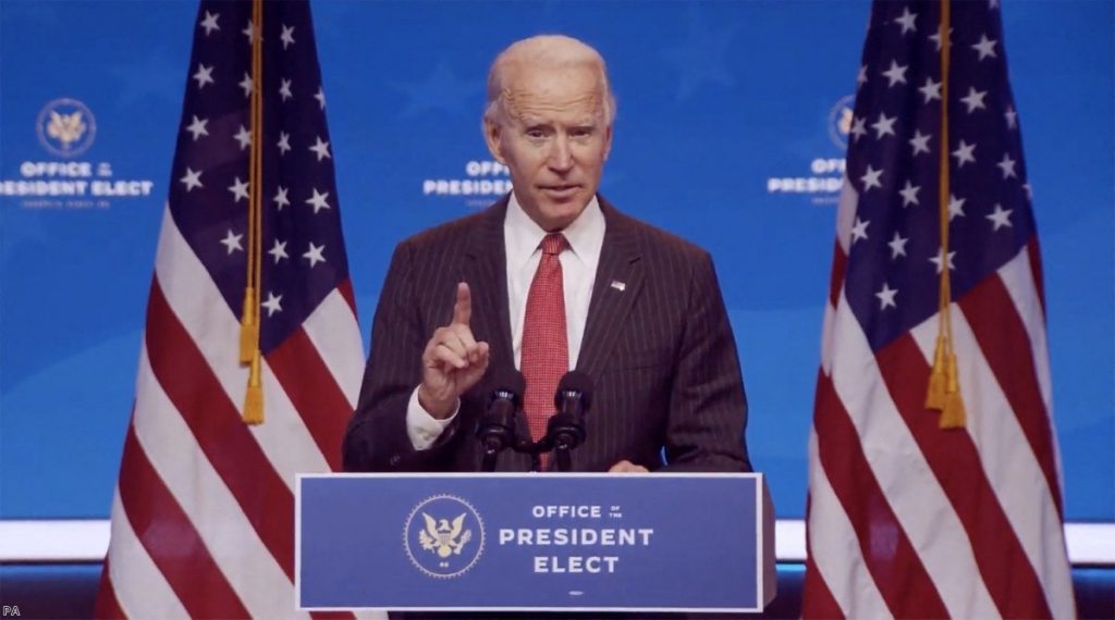 President-elect Joe Biden makes remarks following his virtual meeting with the National Governors Association’s Executive Committee in Wilmington last week.  