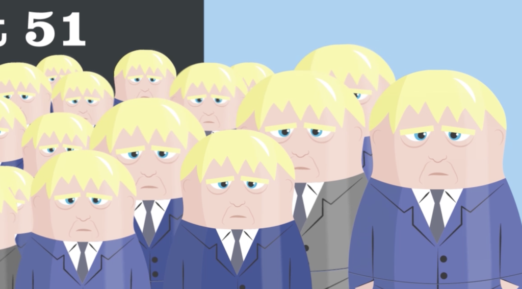 Lots of Russian Dolls that look like Boris Johnson