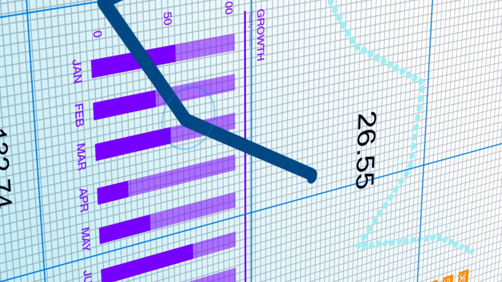 A blue line graph trending downwards