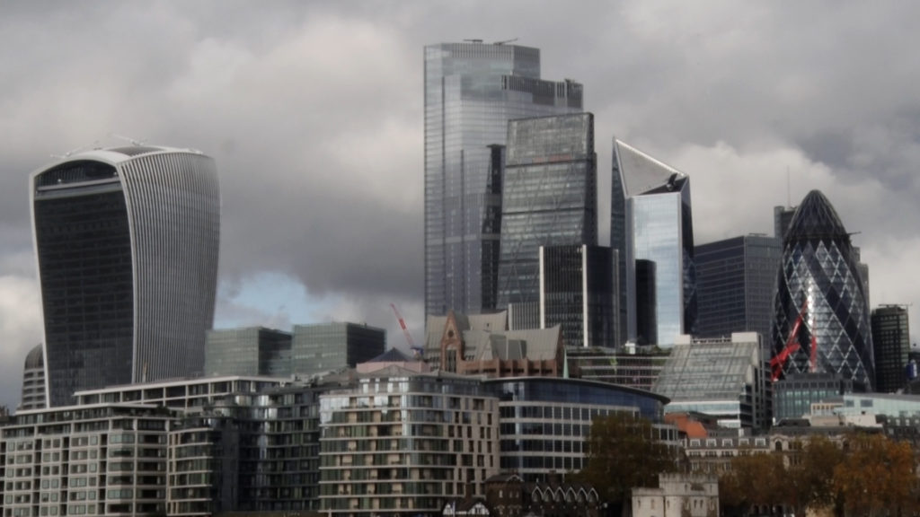 Shots of skyscrapers in London